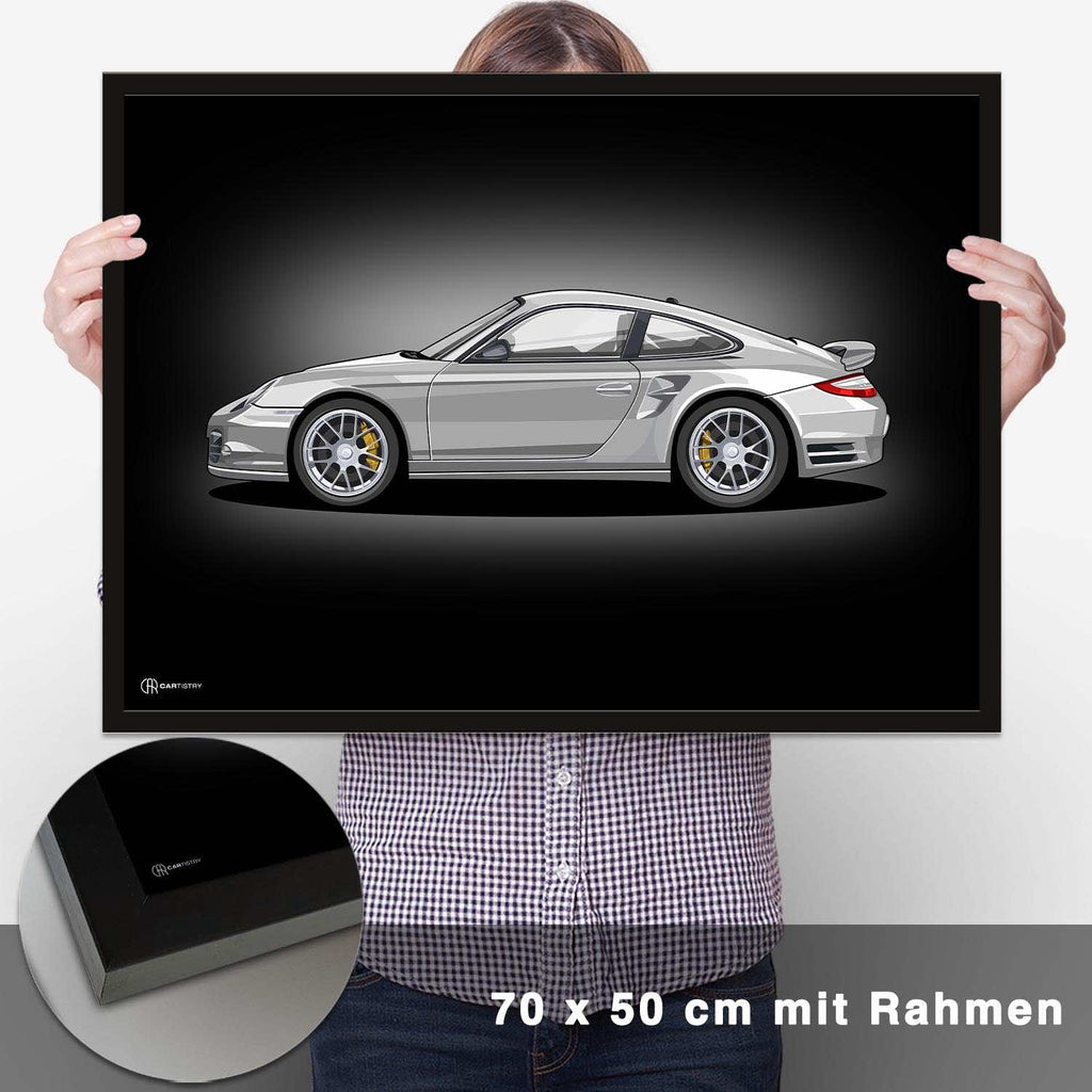 911 Turbo (997) Artwork Poster Dunkel - CARTISTRY