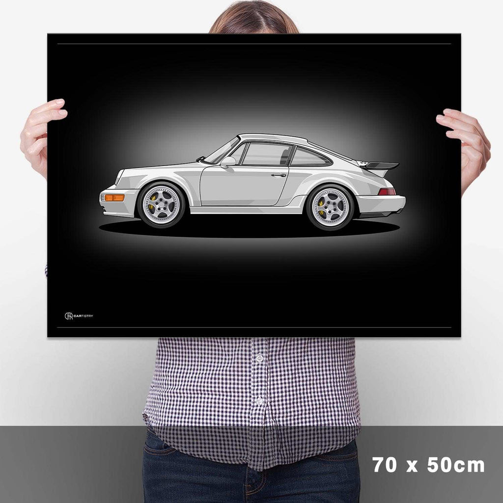 911 Turbo (964) Artwork Poster Dunkel - Cartistry