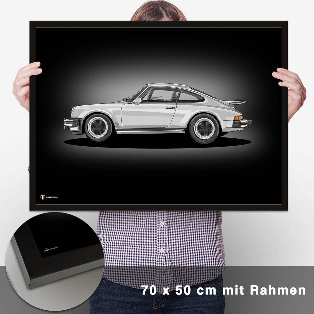 911 Turbo (930) Artwork Poster Dunkel - CARTISTRY