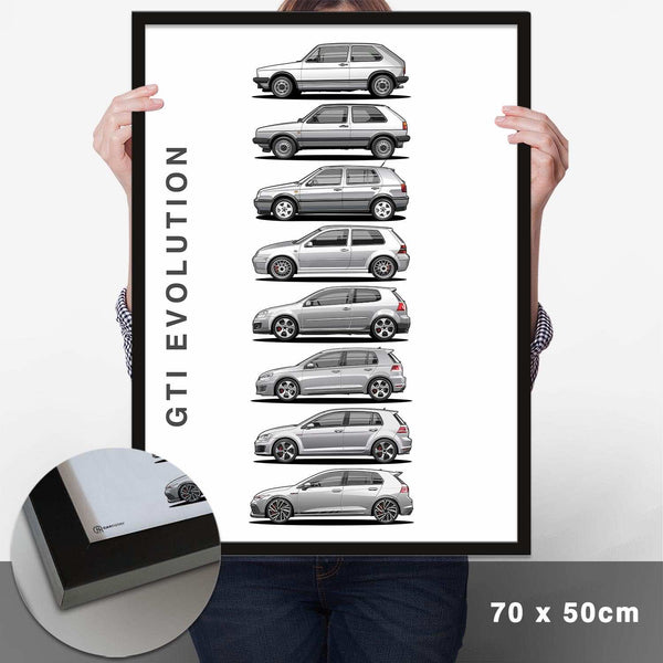 Lade das Bild in den Galerie-Viewer, Golf GTI Generationen Poster Hell - Cartistry
