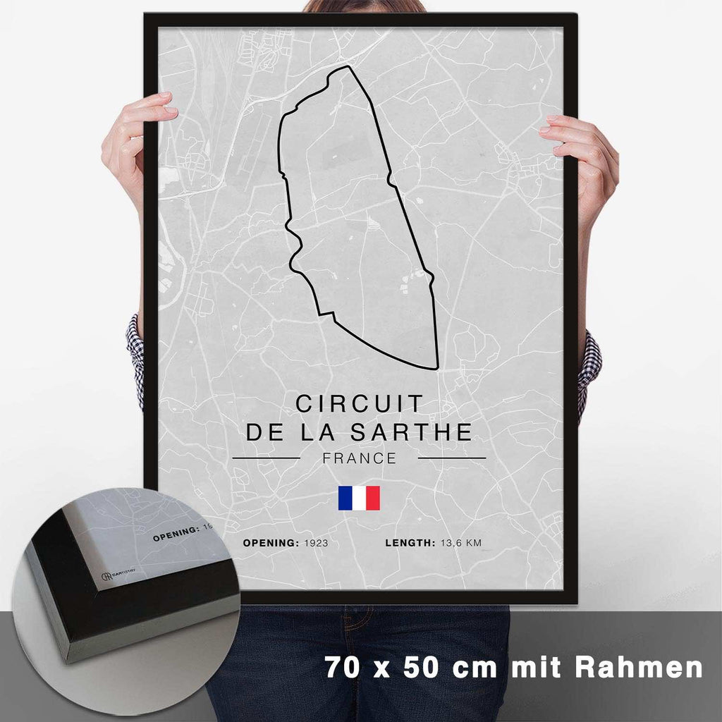 Circuit de la Sarthe Rennstrecken Poster - Hell - CARTISTRY