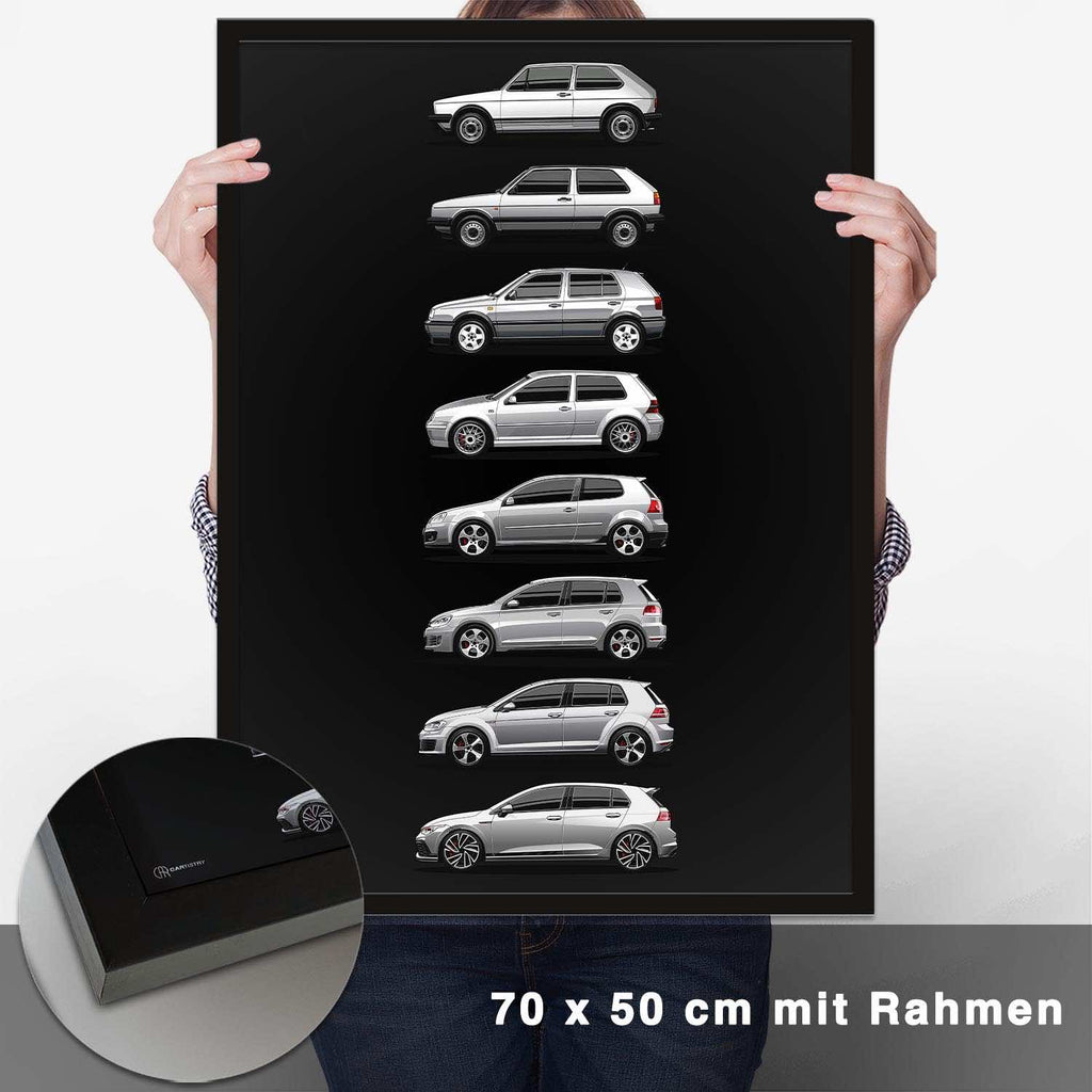 Golf GTI Generationen Poster Dunkel - CARTISTRY