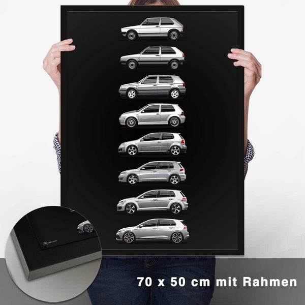 Lade das Bild in den Galerie-Viewer, Golf GTI Generationen Poster Dunkel - CARTISTRY
