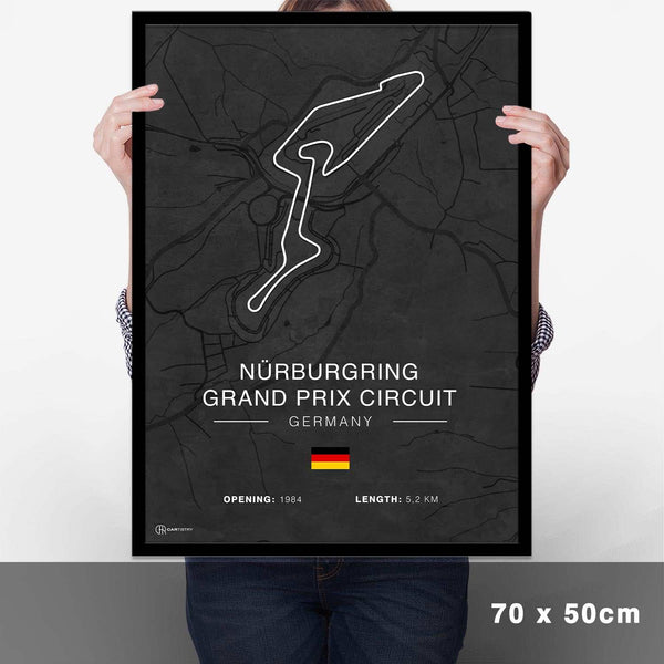 Lade das Bild in den Galerie-Viewer, Nürburgring GP Circuit Rennstrecken Poster - Dunkel - Cartistry
