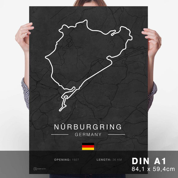 Lade das Bild in den Galerie-Viewer, Nürburgring Rennstrecken Poster - Dunkel - Cartistry
