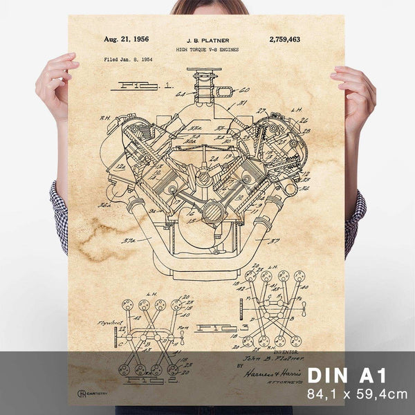 Lade das Bild in den Galerie-Viewer, Patent Poster V8 Motor - Cartistry

