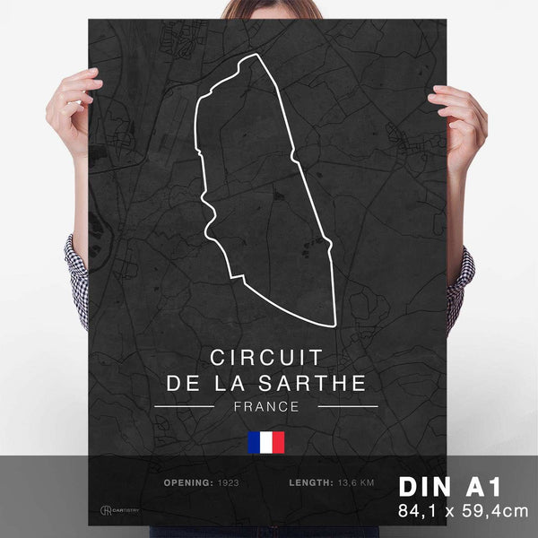 Lade das Bild in den Galerie-Viewer, Le Mans Rennstrecken Poster - Dunkel - Cartistry
