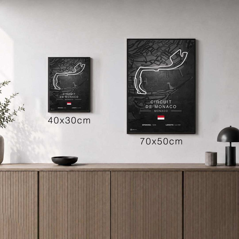 Größenvergleich für Monaco Rennstrecken Poster - Dunkel
