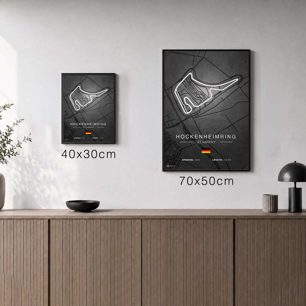 Größenvergleich für Hockenheimring Rennstrecken Poster - Dunkel