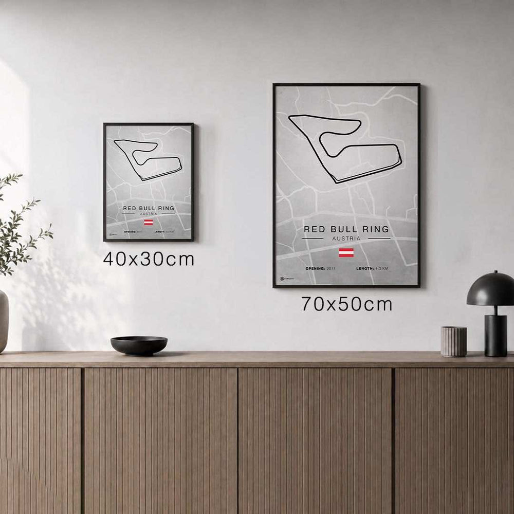 Größenvergleich für Red Bull Ring Spielberg Rennstrecken Poster - Hell