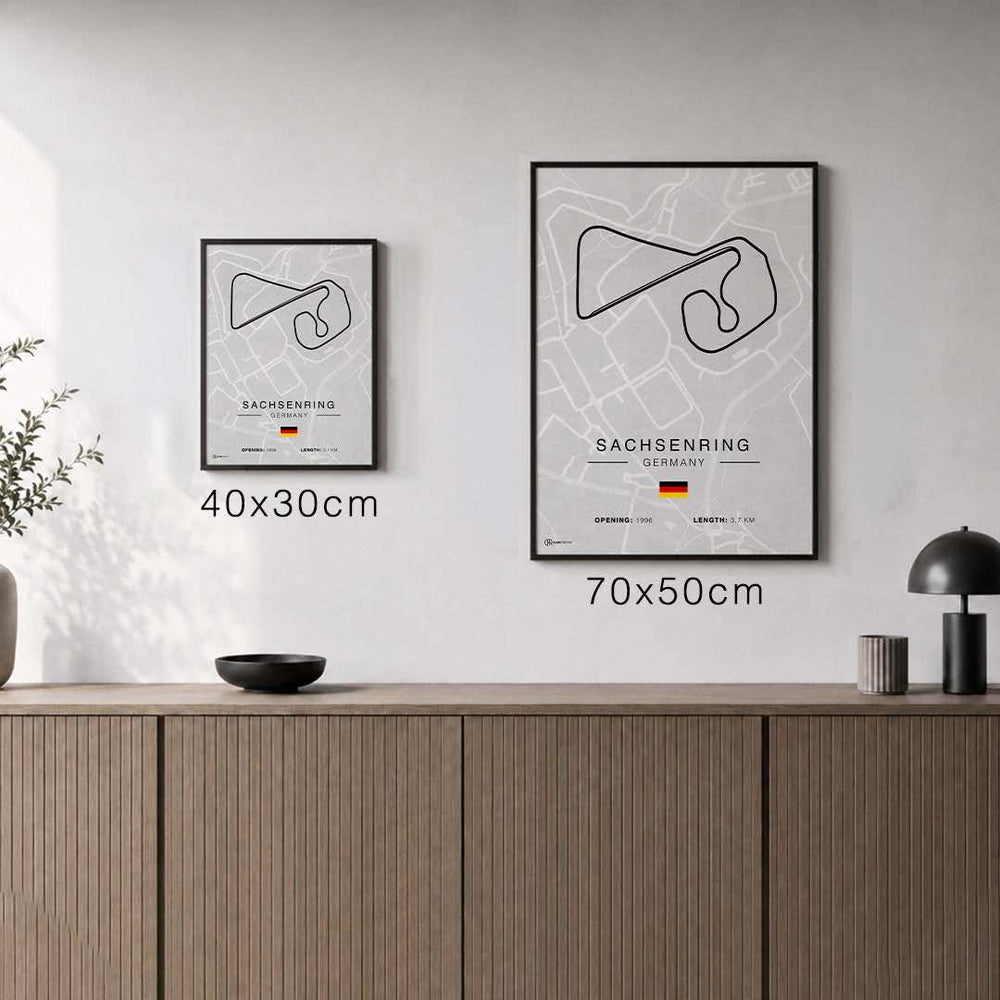 Größenvergleich für Sachsenring Rennstrecken Poster - Hell