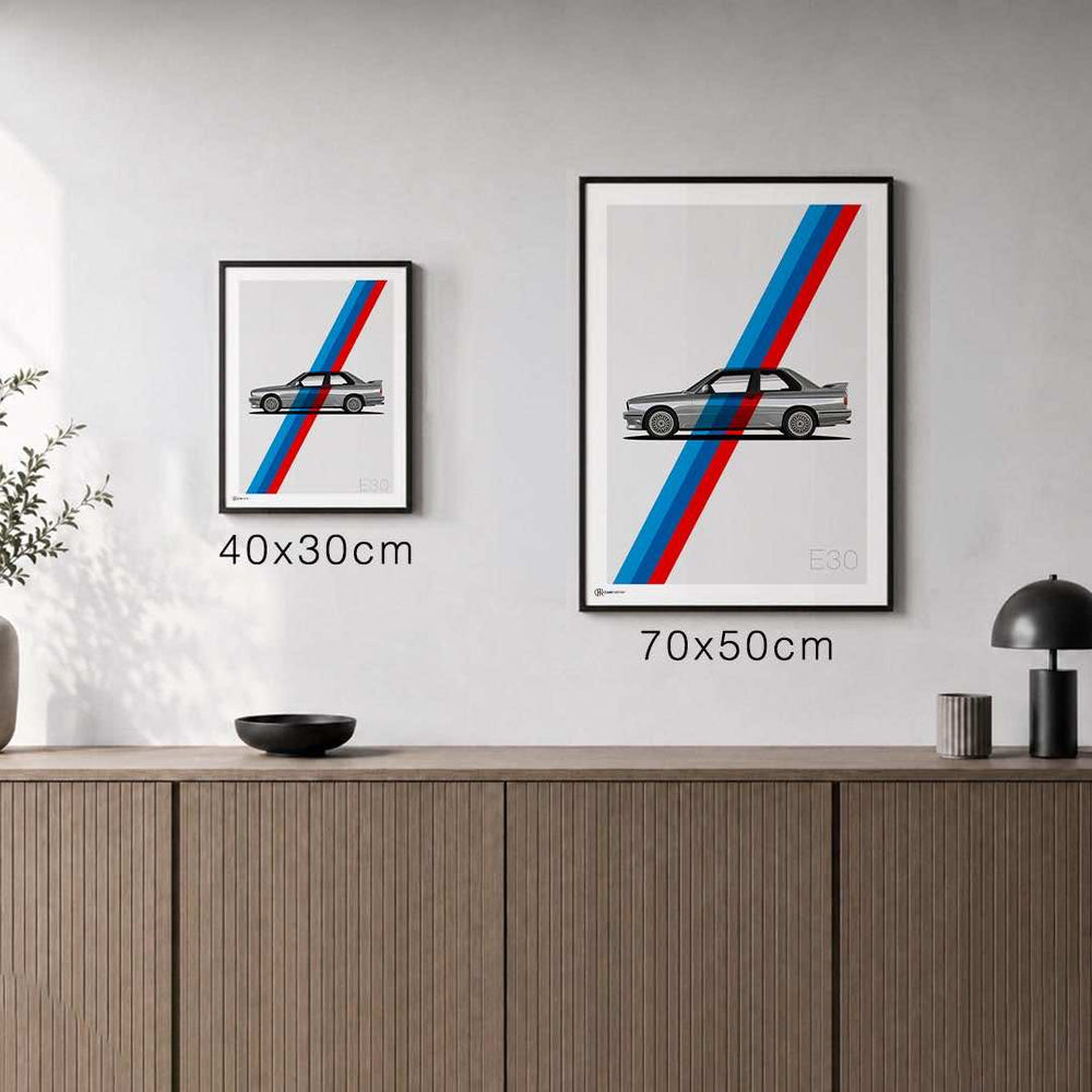 Größenvergleich für M3 E30 - Stripes Poster