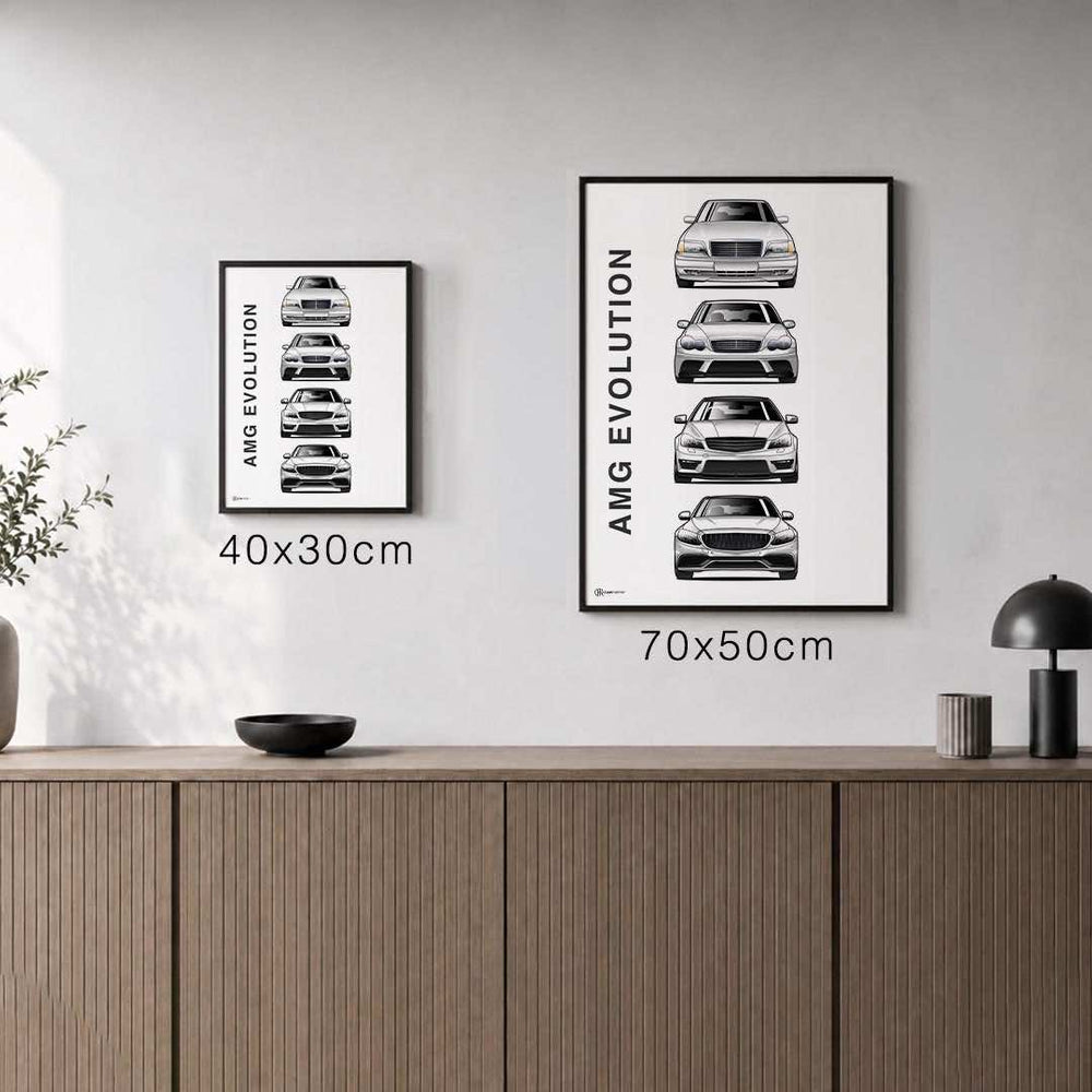 Größenvergleich für AMG C-Klasse Generationen Poster Vertikal