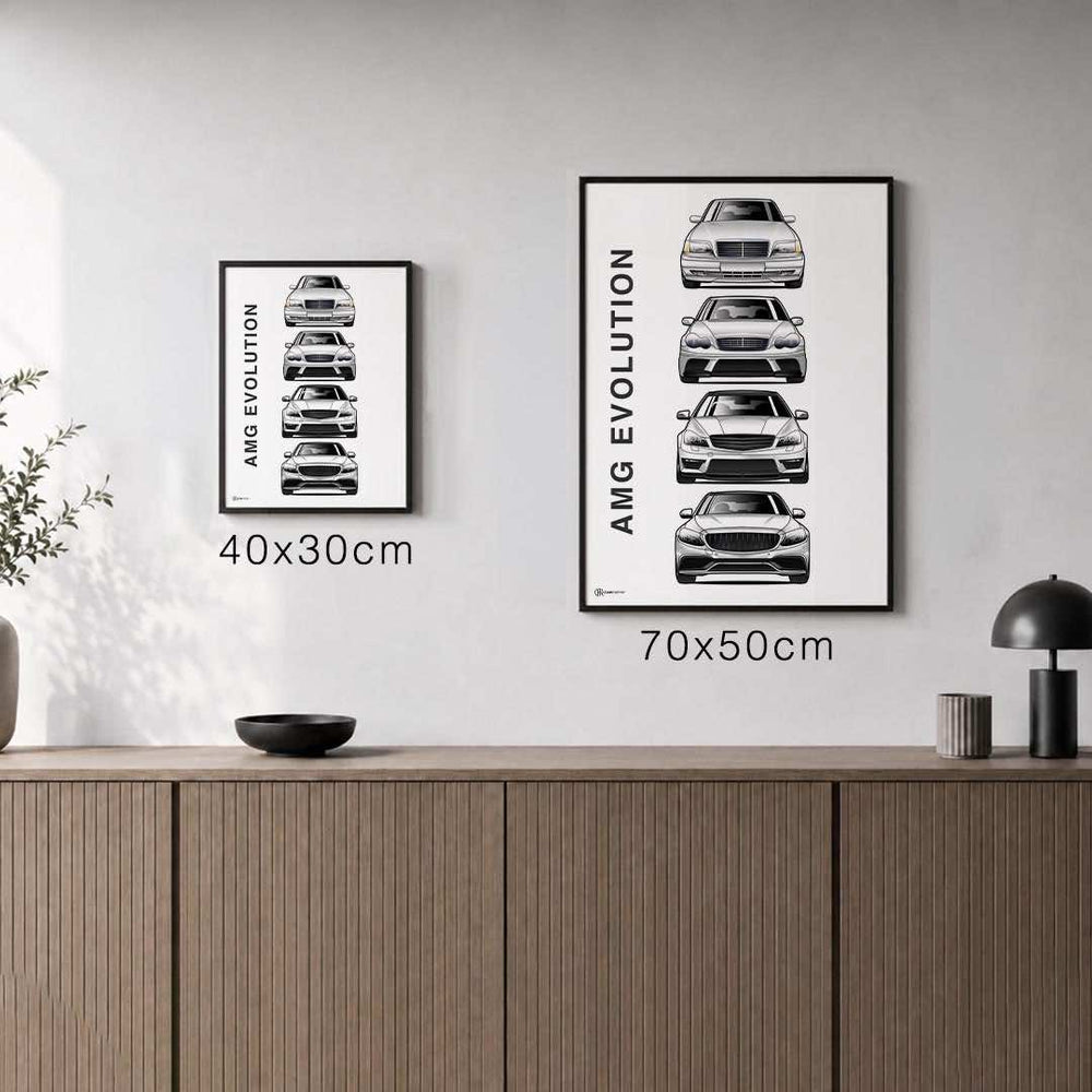 Größenvergleich für AMG C-Klasse Generationen Poster Vertikal