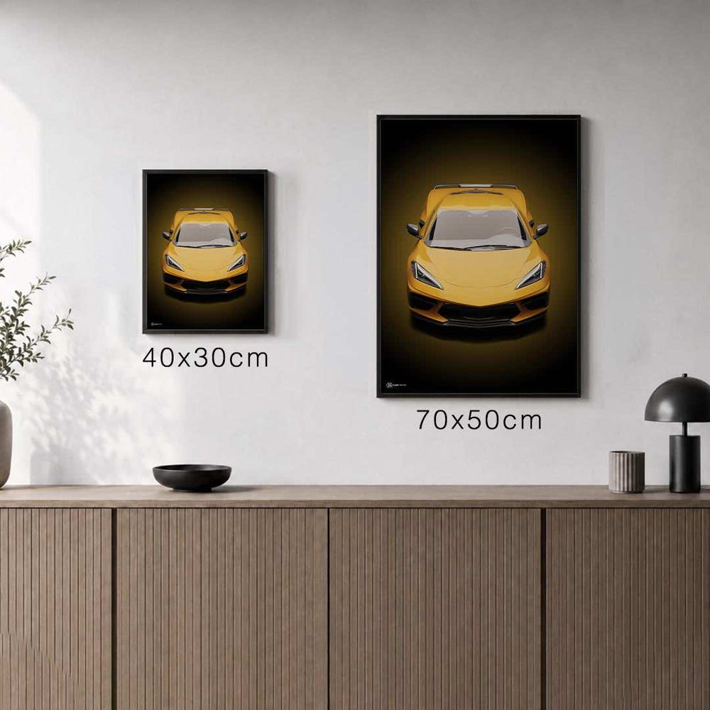 Größenvergleich für Corvette C8 Poster
