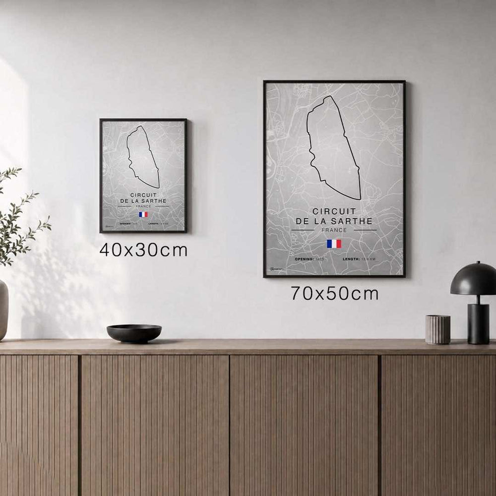 Größenvergleich für Circuit de la Sarthe Rennstrecken Poster - Hell