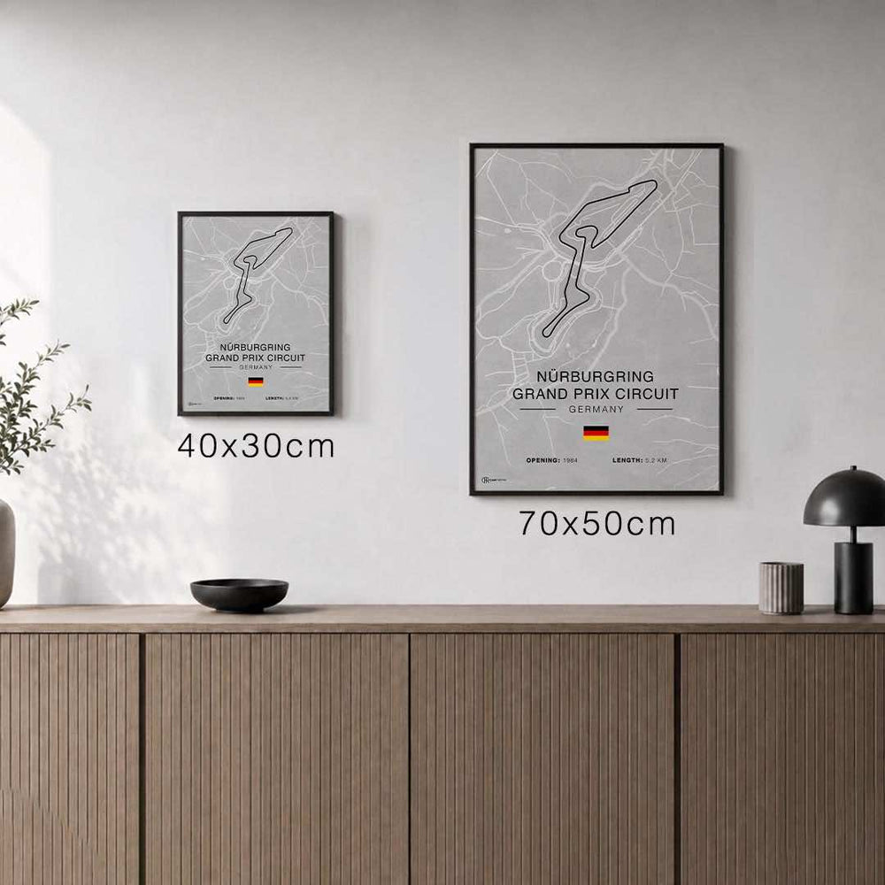 Größenvergleich für Nürburgring GP Circuit Rennstrecken Poster - Hell