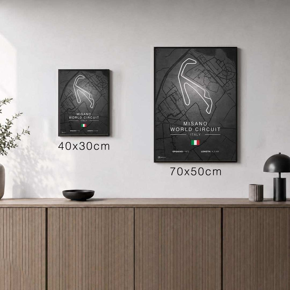 Größenvergleich für Misano Rennstrecken Poster - Dunkel