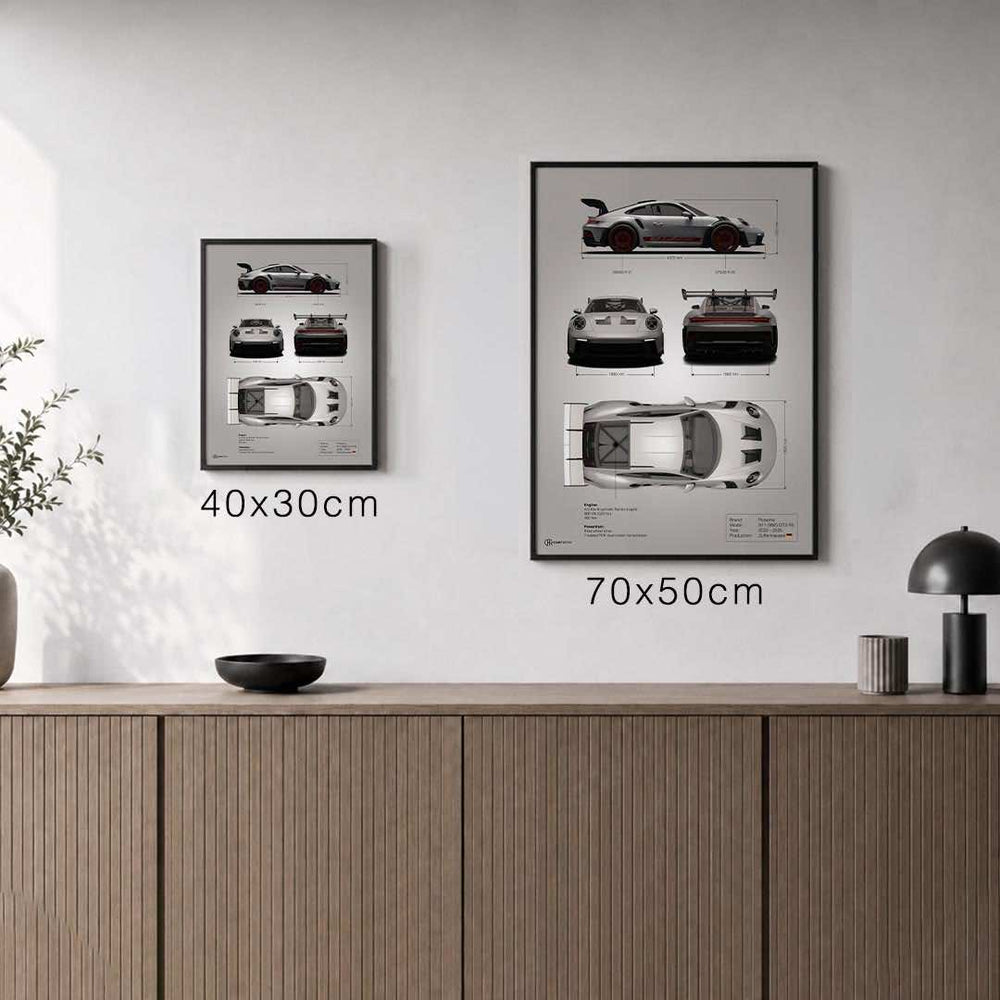 Größenvergleich für 3er Set Technik Poster
