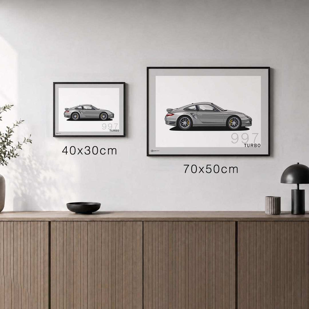 Größenvergleich für 911 Turbo (997) Artwork Poster