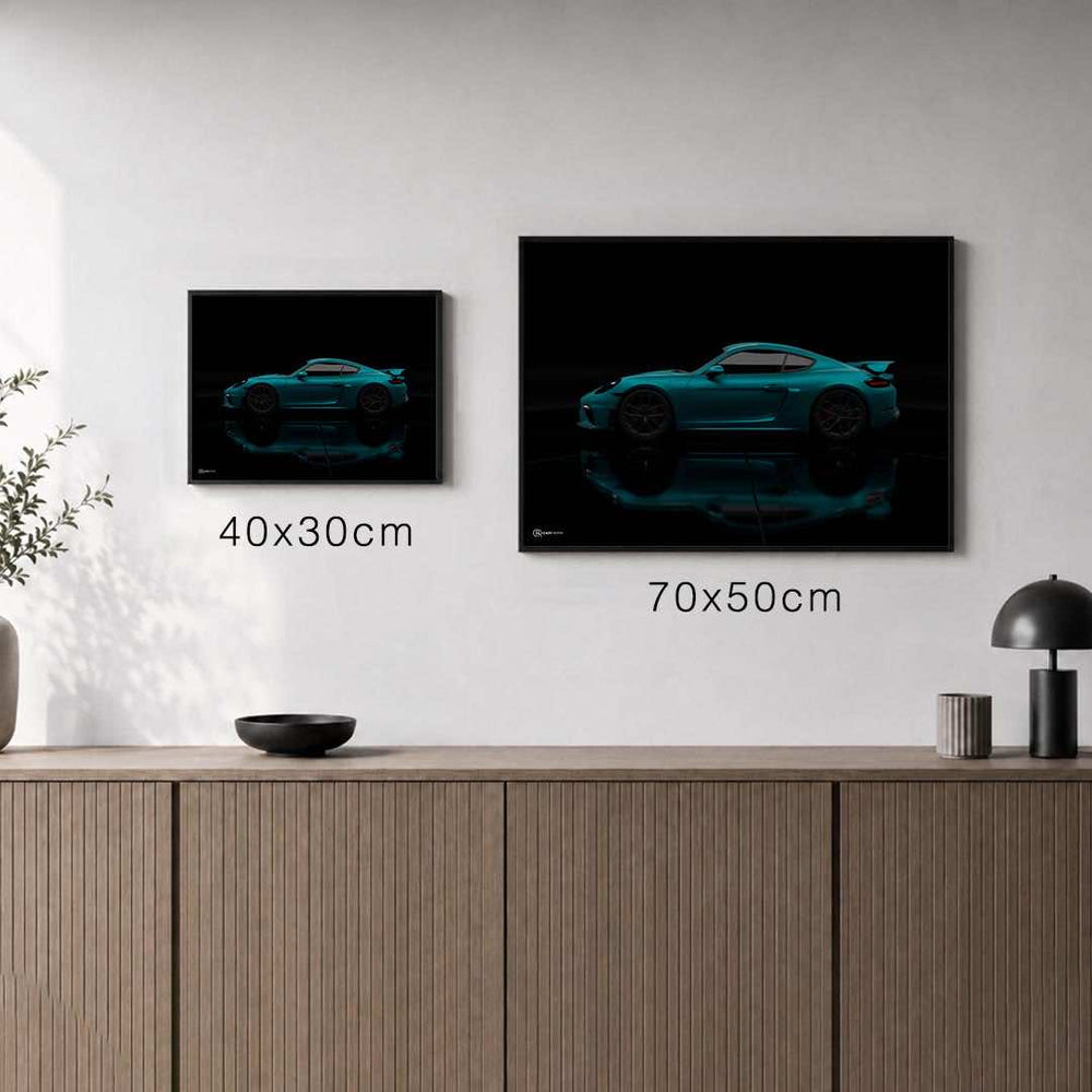 Größenvergleich für 3er Set Cayman GT4 Poster
