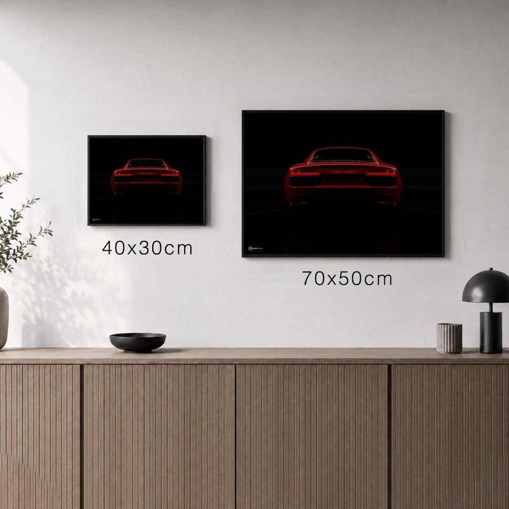 Größenvergleich für R8 Dark Heck Poster