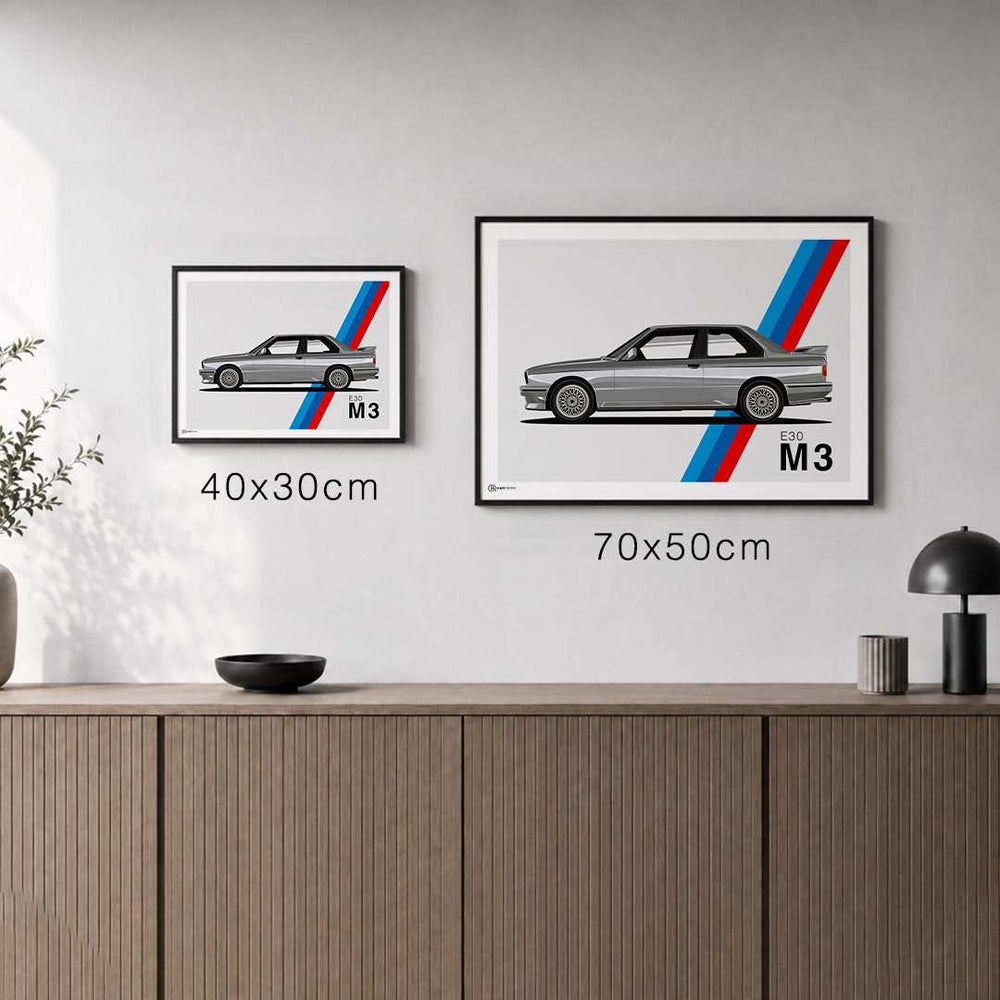 Größenvergleich für M3 E30 Artwork Poster