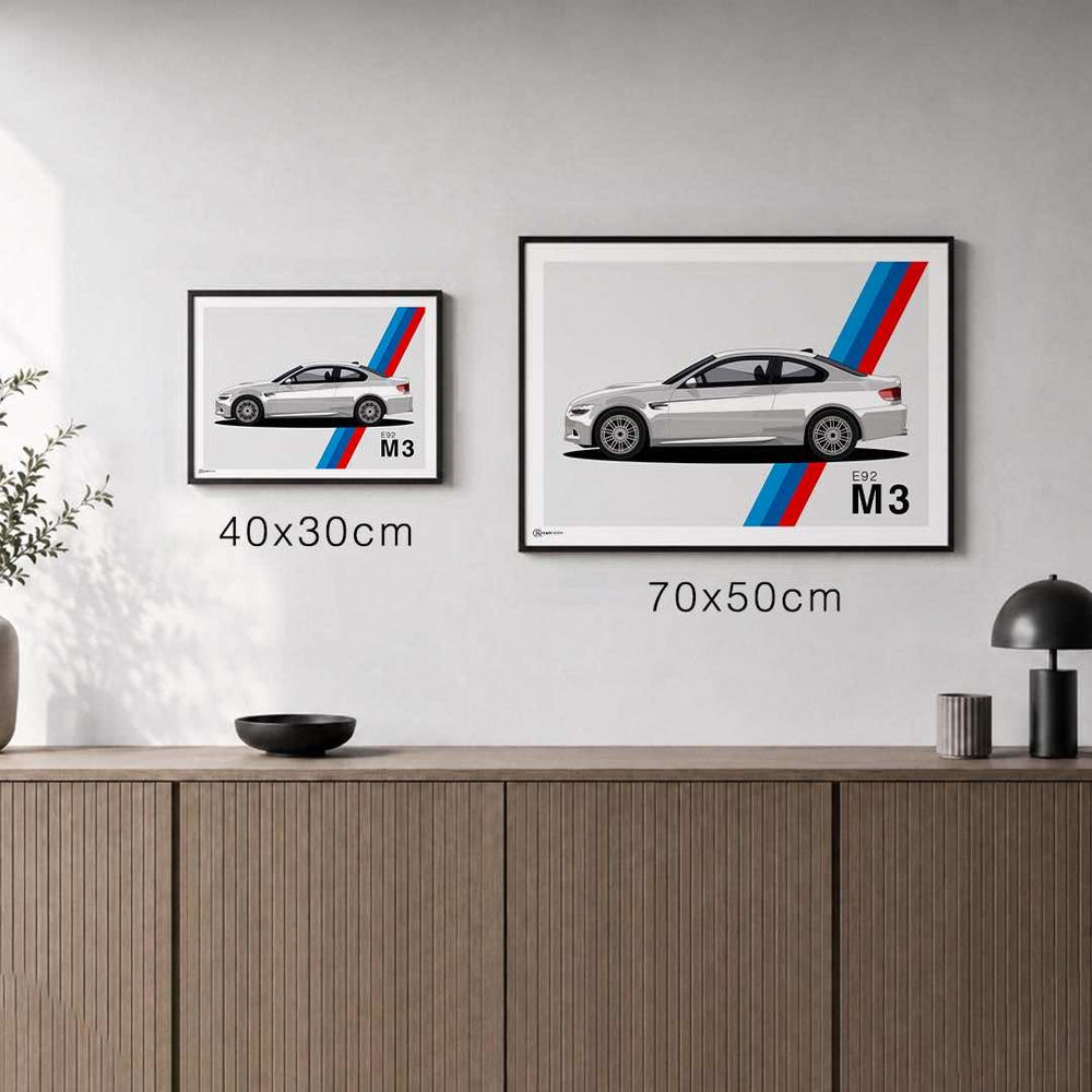 Größenvergleich für M3 E92 Artwork Poster