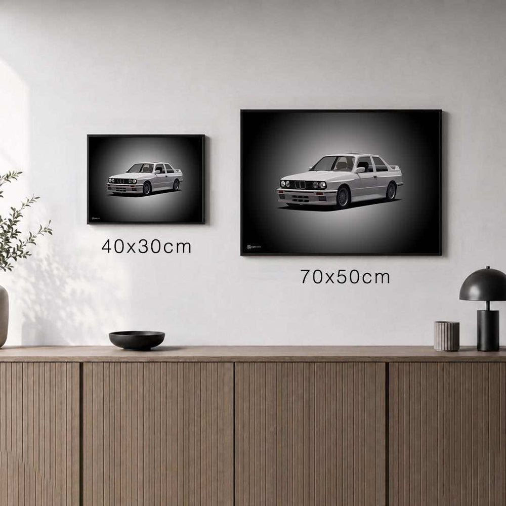 Größenvergleich für M3 E30 Poster Front