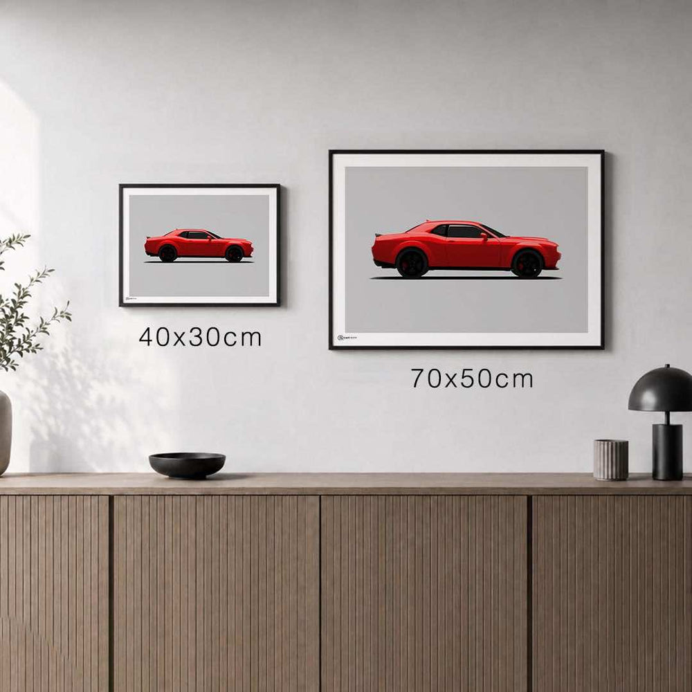 Größenvergleich für Challenger SRT Demon Poster Seite