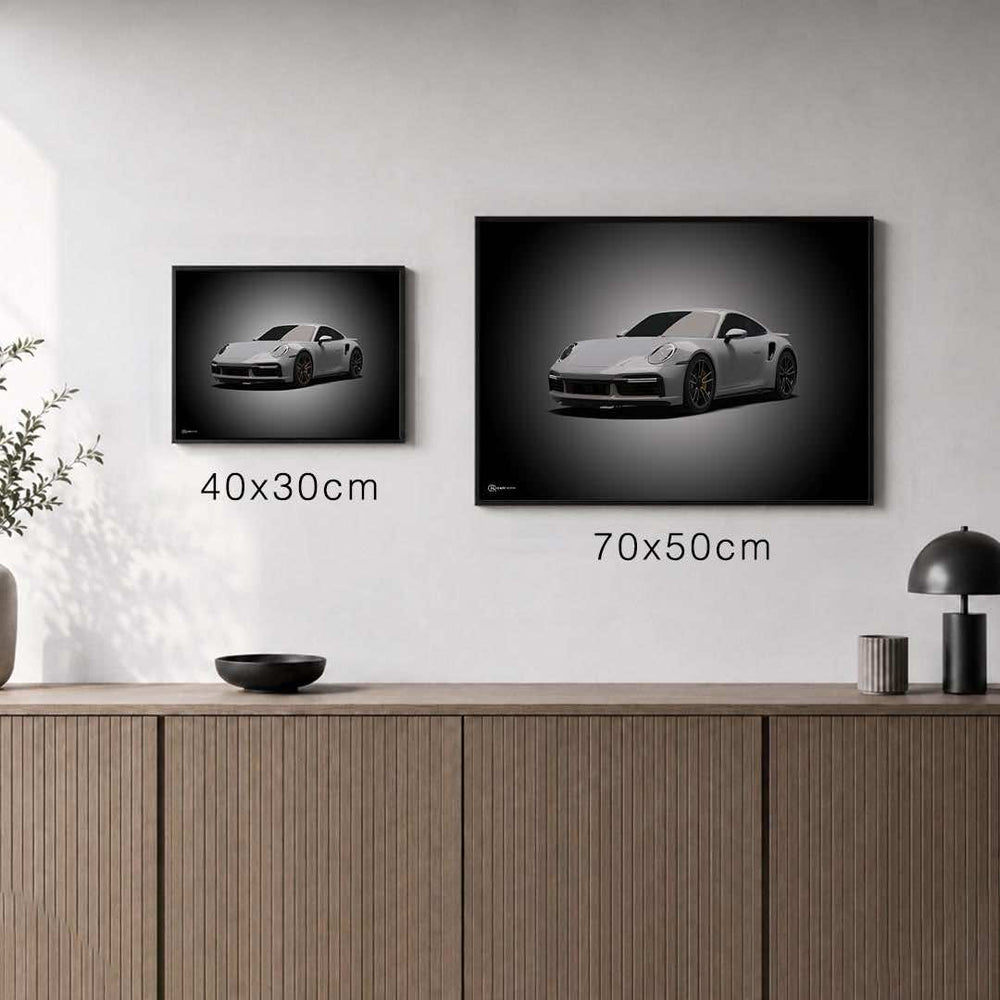 Größenvergleich für 911 Turbo (992) Poster Front