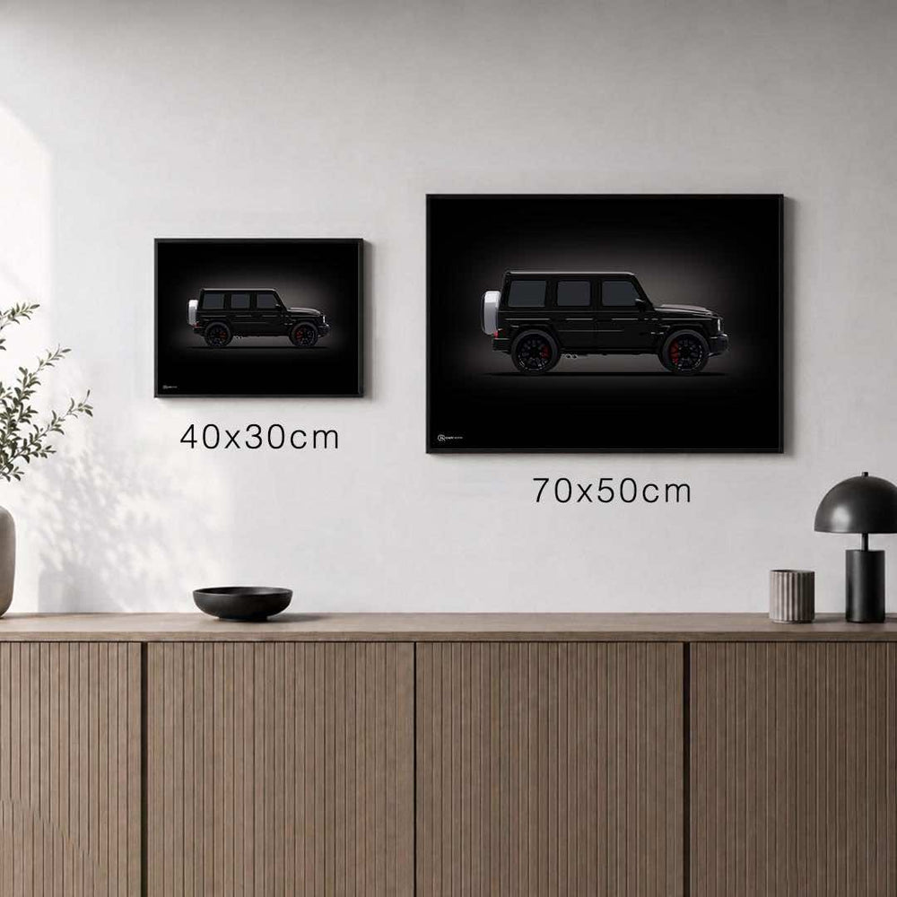Größenvergleich für G63 AMG Poster Seite Dunkel