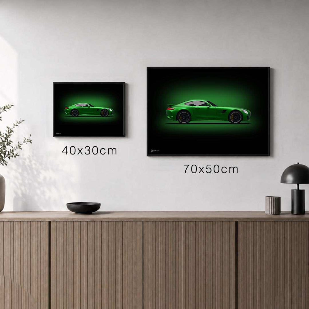 Größenvergleich für AMG GT R Poster Seite Dunkel