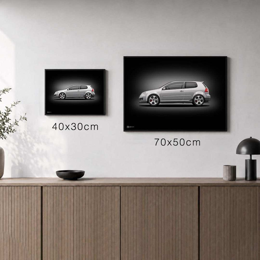 Größenvergleich für Golf 5 GTI Poster Dunkel