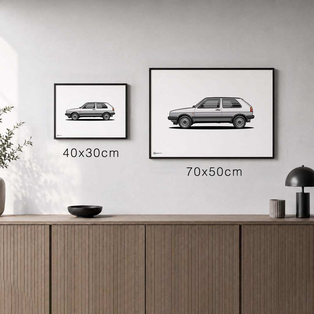 Größenvergleich für Golf 2 GTI Poster Hell