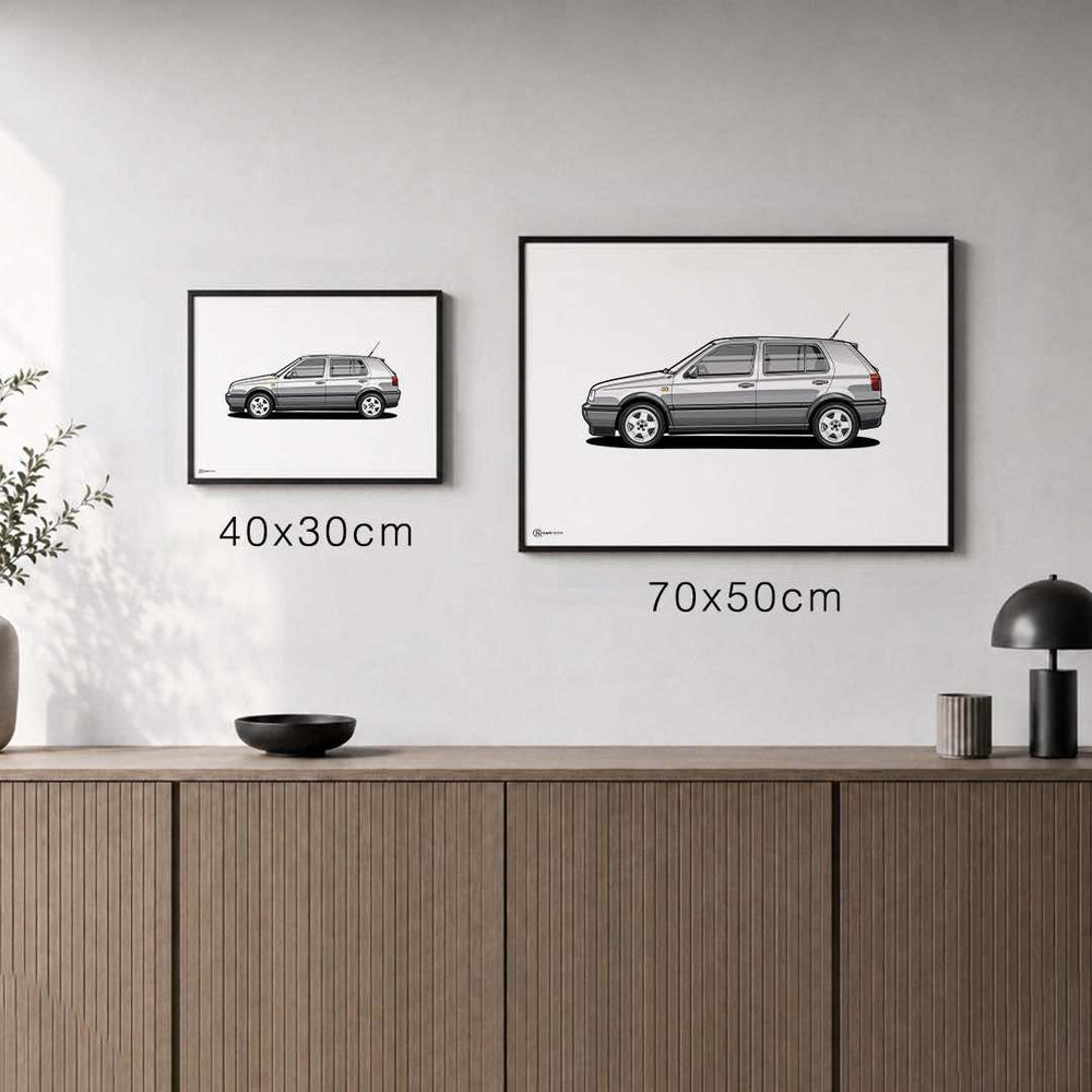 Größenvergleich für Golf 3 GTI Poster Hell