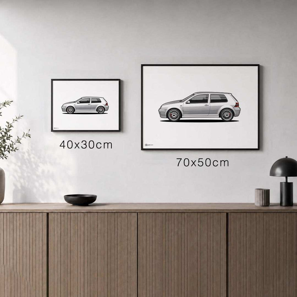 Größenvergleich für Golf 4 GTI Poster Hell