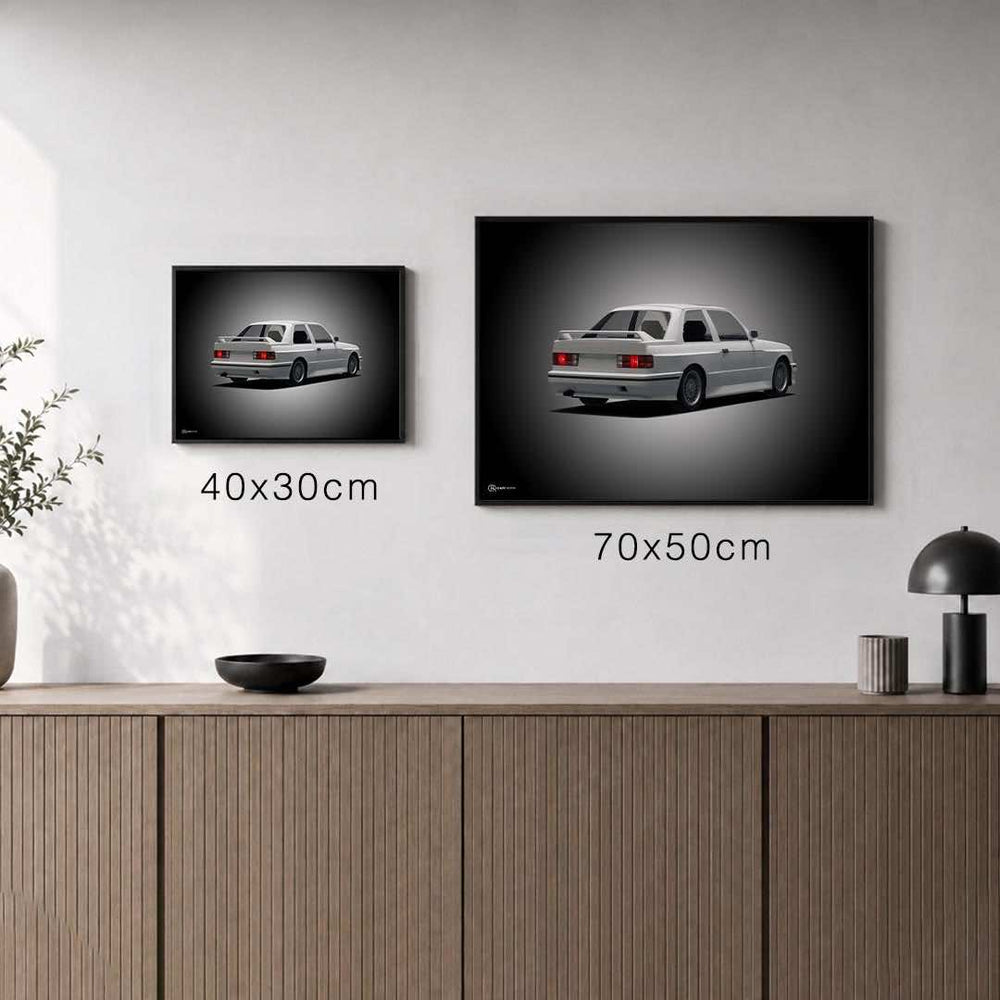 Größenvergleich für M3 E30 Poster Heck