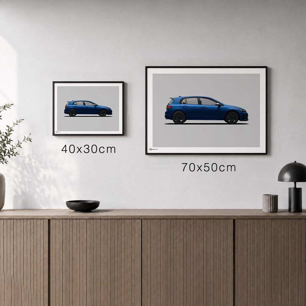 Größenvergleich für 2er Set Golf GTI & Golf R Poster