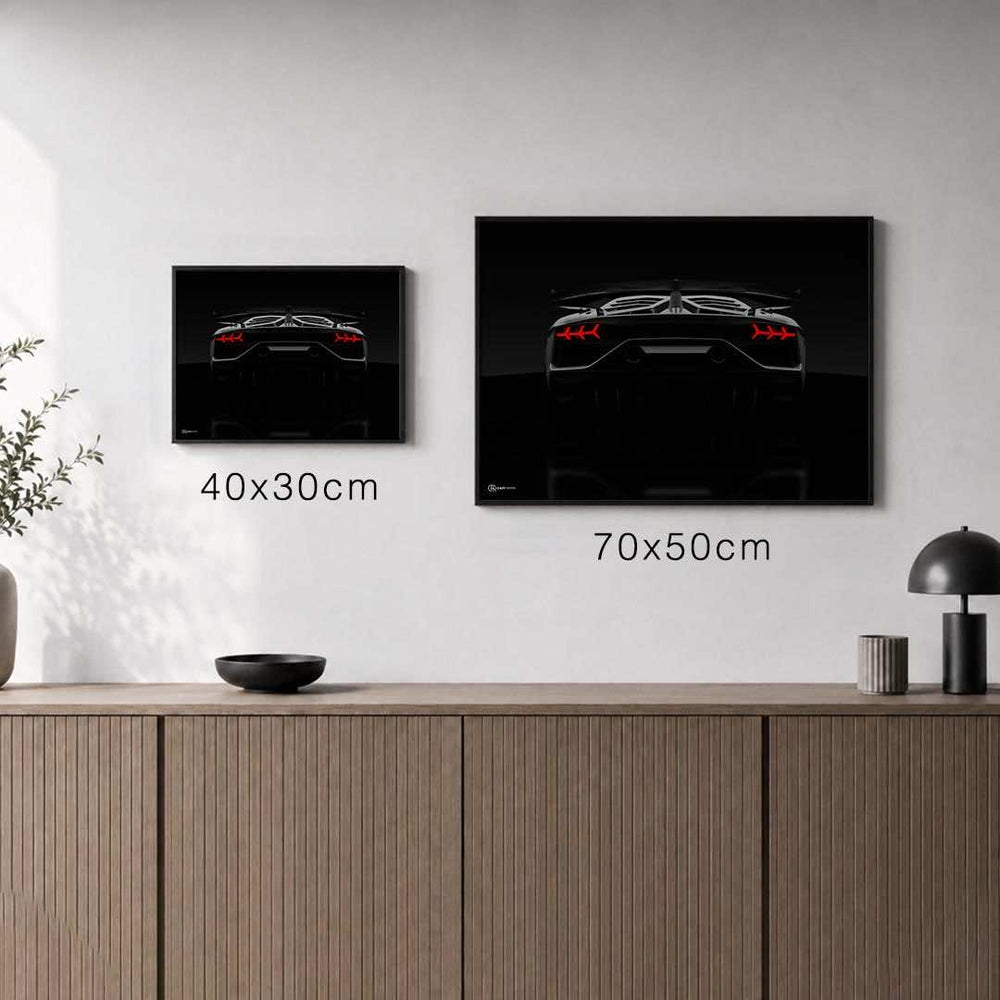 Größenvergleich für Aventador Poster Heck