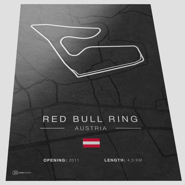 Laden und Abspielen von Videos im Galerie-Viewer, Red Bull Ring Rennstrecken Poster - Dunkel - Cartistry
