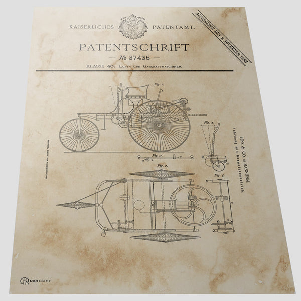 Laden und Abspielen von Videos im Galerie-Viewer, Patent Poster Carl Benz - Cartistry
