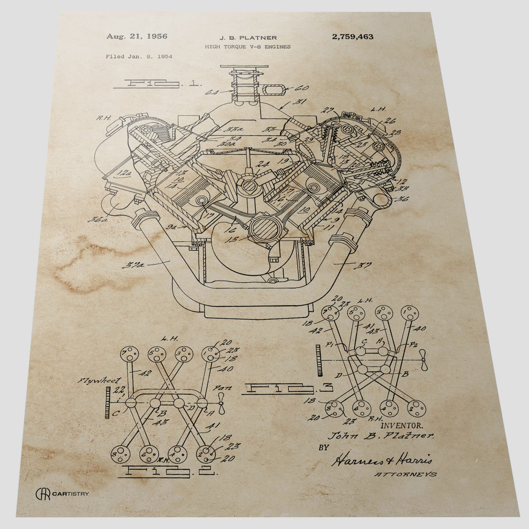 Patent Poster V8 Motor - Cartistry
