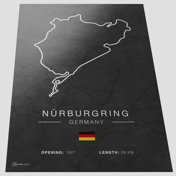 Laden und Abspielen von Videos im Galerie-Viewer, Nürburgring Rennstrecken Poster - Dunkel - Cartistry
