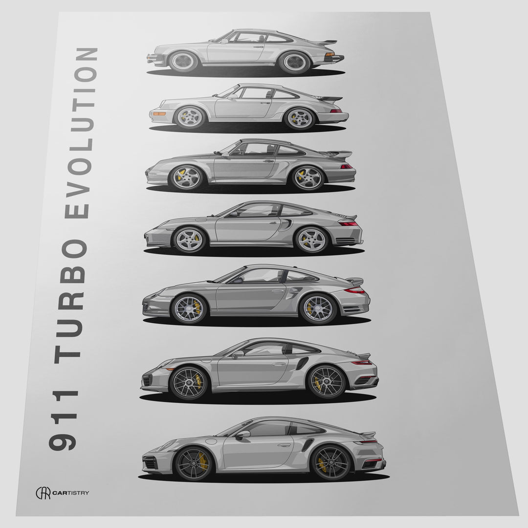 911 Turbo Generationen Poster Hell - Cartistry